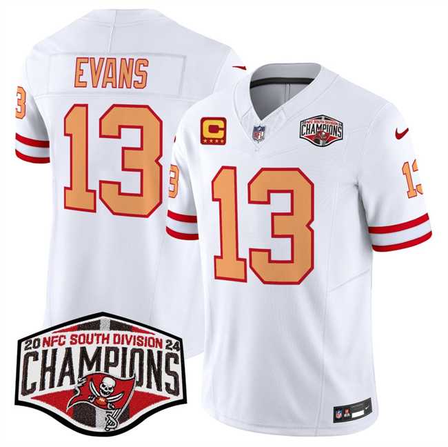 Men%27s Tampa Bay Buccaneers #13 Mike Evans White F.U.S.E. 2024 NFC South Champions With 4-Star C Patch Limited Stitched Jersey->tampa bay buccaneers->NFL Jersey